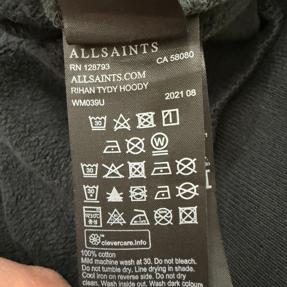 All Saints Rihan Women's Tye Dye Hoodie Black White Sz M Casual Y2K Lounge - Picture 10 of 10